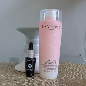 Lancome Tonique Confort and Genifique Serum Set - Pink and Black